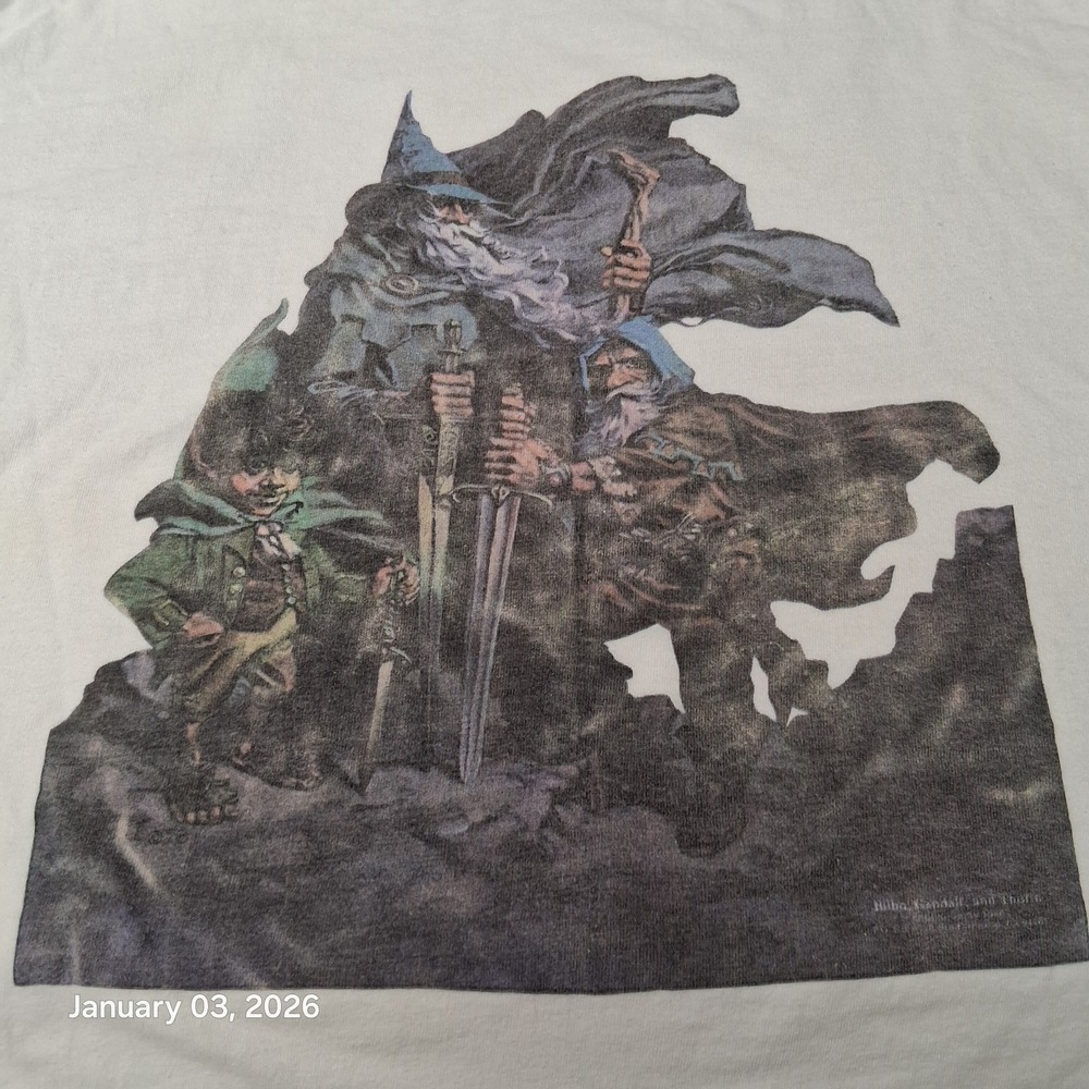 VTG RARe Lord of The Rings 80s Beefy T Shirt Bilbo Gandlaf Thorin The Hobbit - Picture 2 of 12
